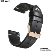 Acquista Braccialetto Nero in Vera Pelle 20mm per Samsung smartwatch