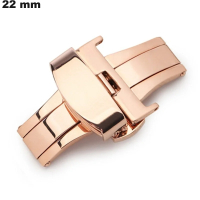 Boucle 22 mm Doré rose de montre Papillon  Acier Inoxydable de qualité