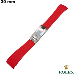 Bracelet Rouge Caoutchouc Rolex 20mm pour montre