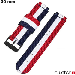 Pulseira 20 mm relógio Multicor França Nylon Swatch
