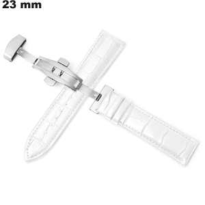 Armband Weiß echtes Leder Krokodilprägung 23mm Qualität
