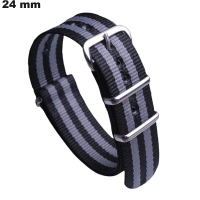 Armband Stoff Schwarz Uhr 24 mm ● Versand in 24h