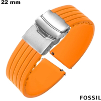 Armband Oranje Fossiel 22 mm Silicone voor goedkope horloge