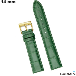 Bracelet Garmin Cuir véritable de smartwatch 14 mm Vert