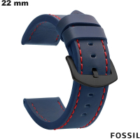 Verkoop Armband 22mm Synthetisch Leer Blauw Fossil Horloge