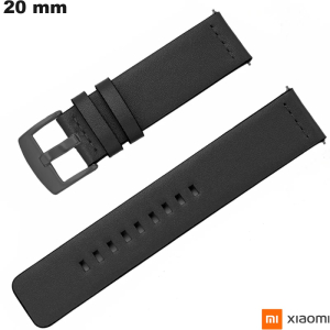 Armband Xiaomi 20mm Schwarz echtes Leder Uhr günstig