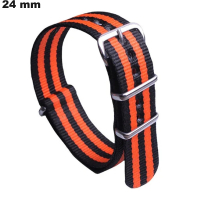 Armband Uhr Nylon Schwarz 24mm / Premium Qualität