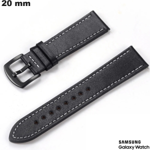 Echten 20 mm schwarzen Lederarmband für Samsung-Uhr kaufen