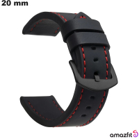 Amazfit Armband aus hochwertigem schwarzem Kunstleder, 20 mm Ersatz
