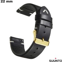 Armband 22mm Echt leer Suunto Horloge Zwart van hoogwaardige kwaliteit