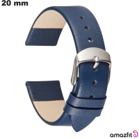 Armband Amazfit echtes Leder für Uhr Blau 20 mm günstig