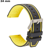 Armband für Uhr 24mm Schwarz Silicone ● Kostenlose Lieferung
