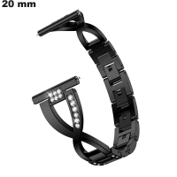 Armband Schwarz 20 mm Uhr Metall Strass \ Schnelle Lieferung