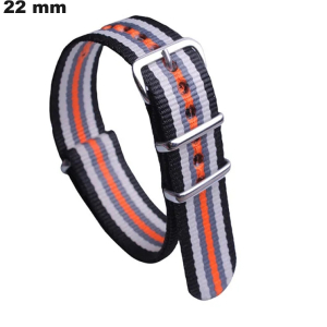Bracciale per orologio Tessuto Nero 22mm # Qualità Premium