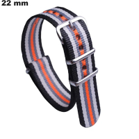 Armband für Uhr Stoff Schwarz 22mm # Premium Qualität