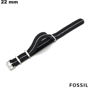 Slimwatchband Fossil 22 mm Zwarte Stof / Verzending voor 3,99€