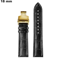 Armband 18 mm echtes Leder Uhr Schwarz / Bester Preis