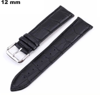 Armband 12 mm Kroko-Optik Schwarz Echtleder Uhr günstig