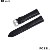 Armbandstijl autruche Echte Leer Zwart 18 mm Fossiel van kwaliteit