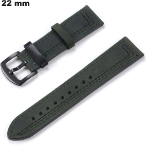Bracelet Vert 22 mm montre Cuir véritable