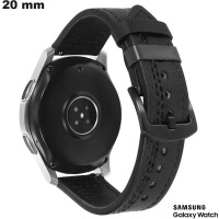 Bracelet de montre connectée Noir 20mm Cuir Samsung de qualité