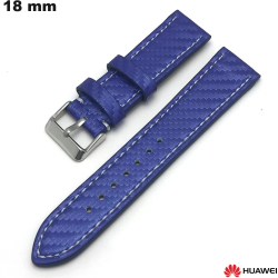 Bracelet Cuir véritable 18 mm Huawei de smartwatch Bleu