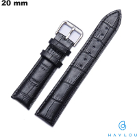 Elegante schwarze 20 mm Haylou Armbanduhr aus echtem Leder kaufen