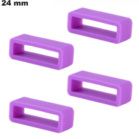 Vente 4 Passants 24 mm Caoutchouc pas chers Violet de montre
