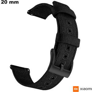 Armband 20 mm Vintage Stoff Schwarz Xiaomi / Premium-Qualität