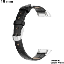 Armband für Uhren 16mm Samsung Echtes Leder Schwarz