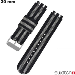 Pulsera de reloj de nylon de 20 mm gris Swatch