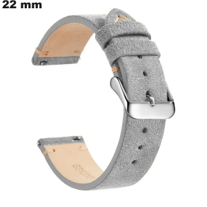 Echtes Lederarmband für Uhr Grau 22 mm ● Schnelle Lieferung