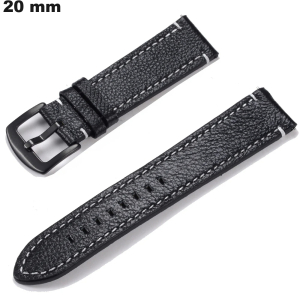 Pulsera Negra de reloj 20mm Cuero auténtico ● Calidad Premium