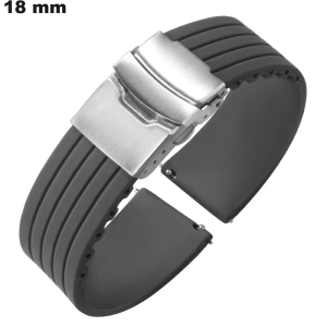 18mm Gray Watch Strap Rubber: Shipping Costs €3.99 18mm Gray Watch Strap Rubber: Shipping Costs €3.99