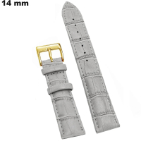 Bracelet 14 mm montre Gris Cuir véritable