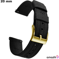 Armband Tissu Amazfit Schwarz Smartwatch 20 mm - Premium Qualität