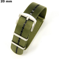 Armband Grün 20 mm Nylon für Uhren \ Kostenloser Versand ab 20€