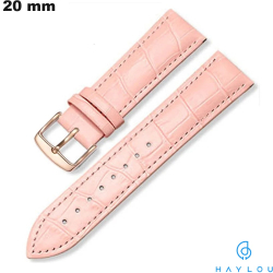 Bracelet Haylou Cuir véritable 20 mm croco Rose