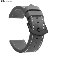 Armband aus hochwertigem Kunstleder für Uhr Grau 24mm