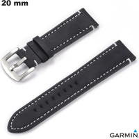 Armband 20mm Echtes Leder Schwarz Garmin Uhrenqualität
