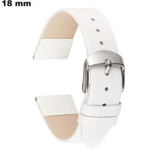Bracelet Cuir véritable 18mm pour montre Blanc