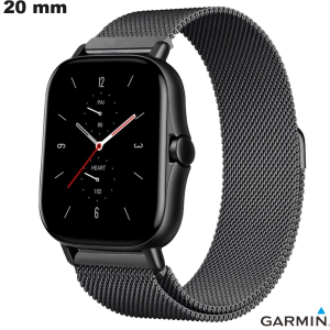 Armband 20 mm Garmin Schwarz Smartwatch milanaise günstig