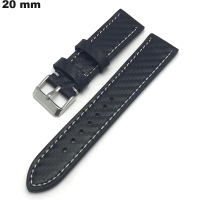 Armband 20 mm Echtes Leder für Uhr Schwarz / Schneller Versand