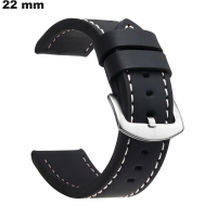 Armband 22mm Schwarzes Kunstleder für Uhr Original: Versand in 24h