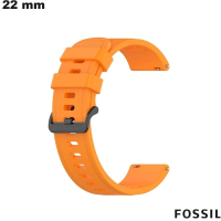 Koop 22 mm Oranje Fossil Siliconen Smartwatch Armband