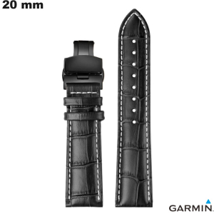 Armband Schwarz 20 mm Echtes Leder Garmin Smartwatch günstig
