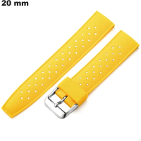 Bracelet Étanche Silicone 20 mm Jaune de montre de qualité