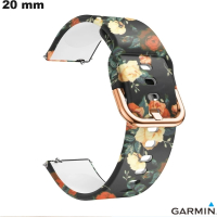 Armband Gummi Schwarz Blumen für Garmin-Uhr günstig