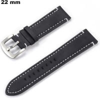 Armband Schwarz Echtes Leder Uhr 22 mm | Kostenloser Versand