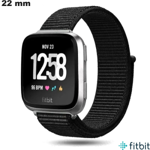 Braccialetto 22mm Nero Tessuto smartwatch FitBit Sport Volley di qualità